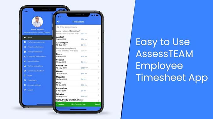 Easy to use AssessTEAM employee timesheet app