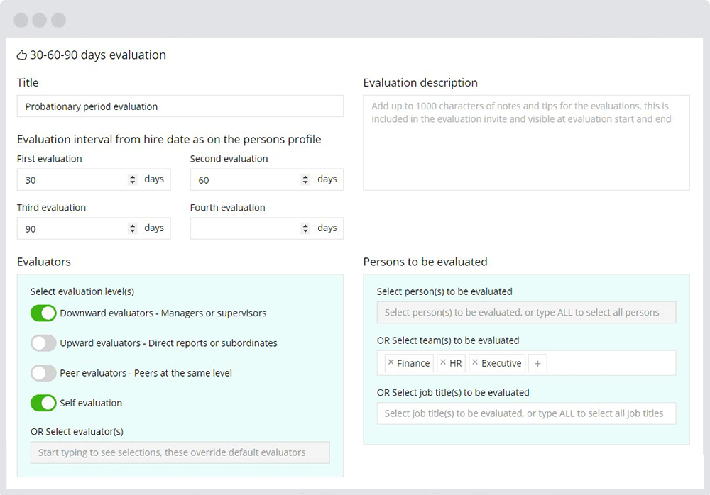 The benefits of performance reviews for probationary employees - 30-60-90 days evaluation dashboard