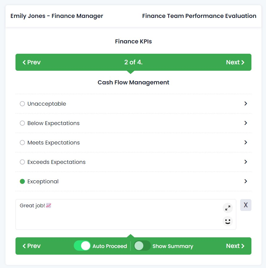 Finance evaluation - AssessTEAM