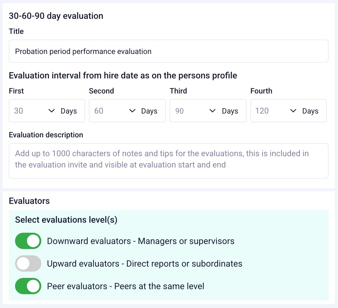 30 60 90 evaluations made simple