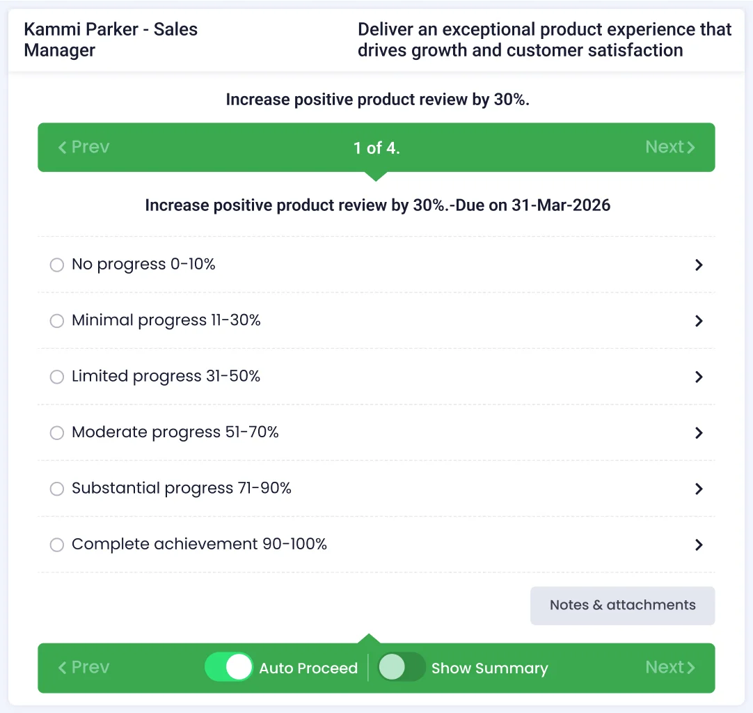 Consistent goal tracking and evaluation