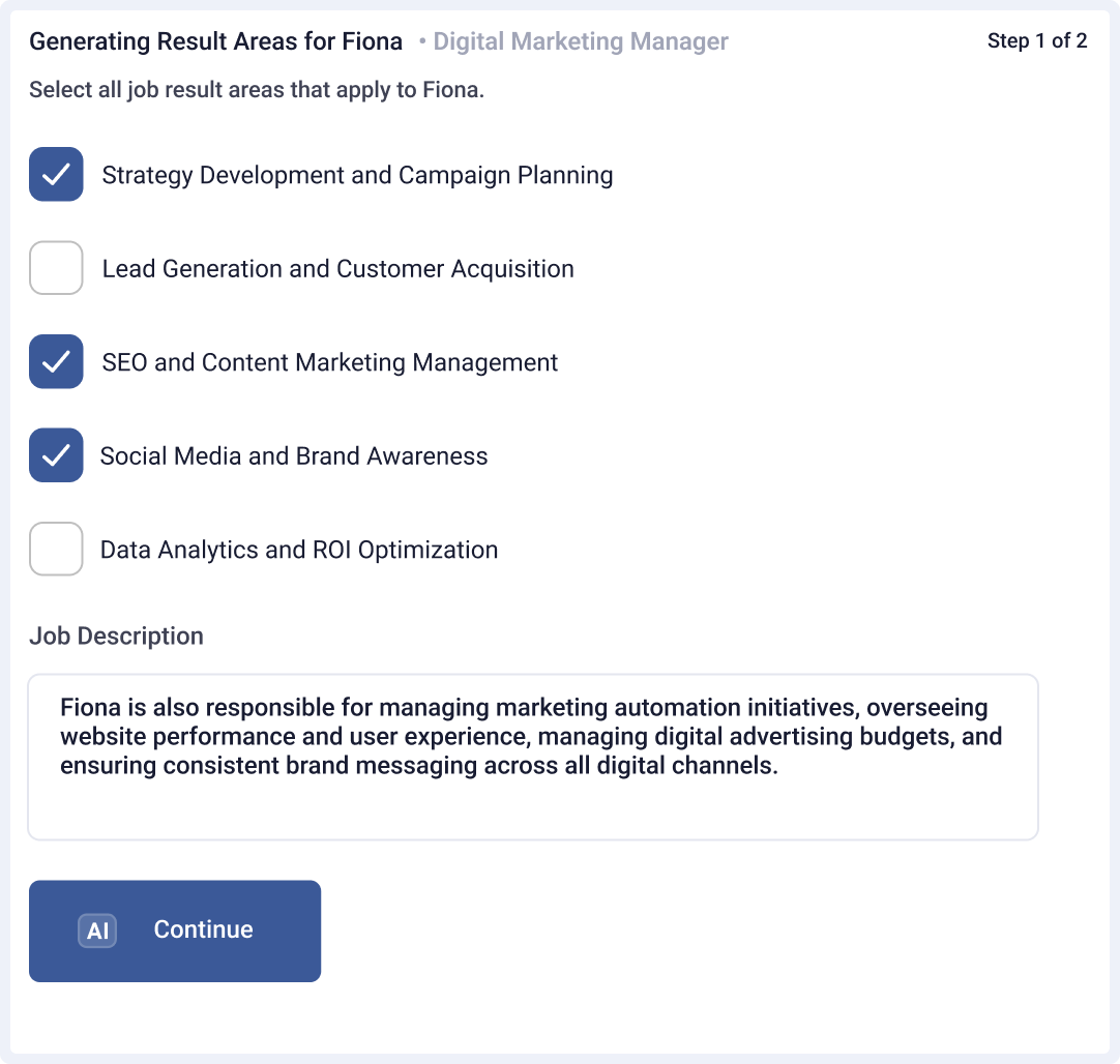 AI generated KPIs AI generated KPIs Convert job descriptions into actionable employee KPIs